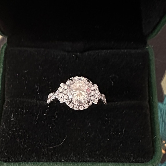 Jewelry - Oval Moissanite Ring Halo Engagement Ring